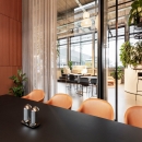 Inside a meeting room with glass partition