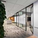 Glass partitions with framed doors