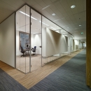 Glass walls with integrated cabinets
