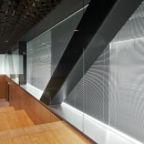 Two single glass partition walls around the building construction