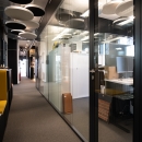 Hallway with double glass partitions