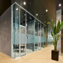 4 meter high full glass partitions with full flush doors