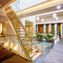 Balustrade glass for mounting on side of a floor or stairs