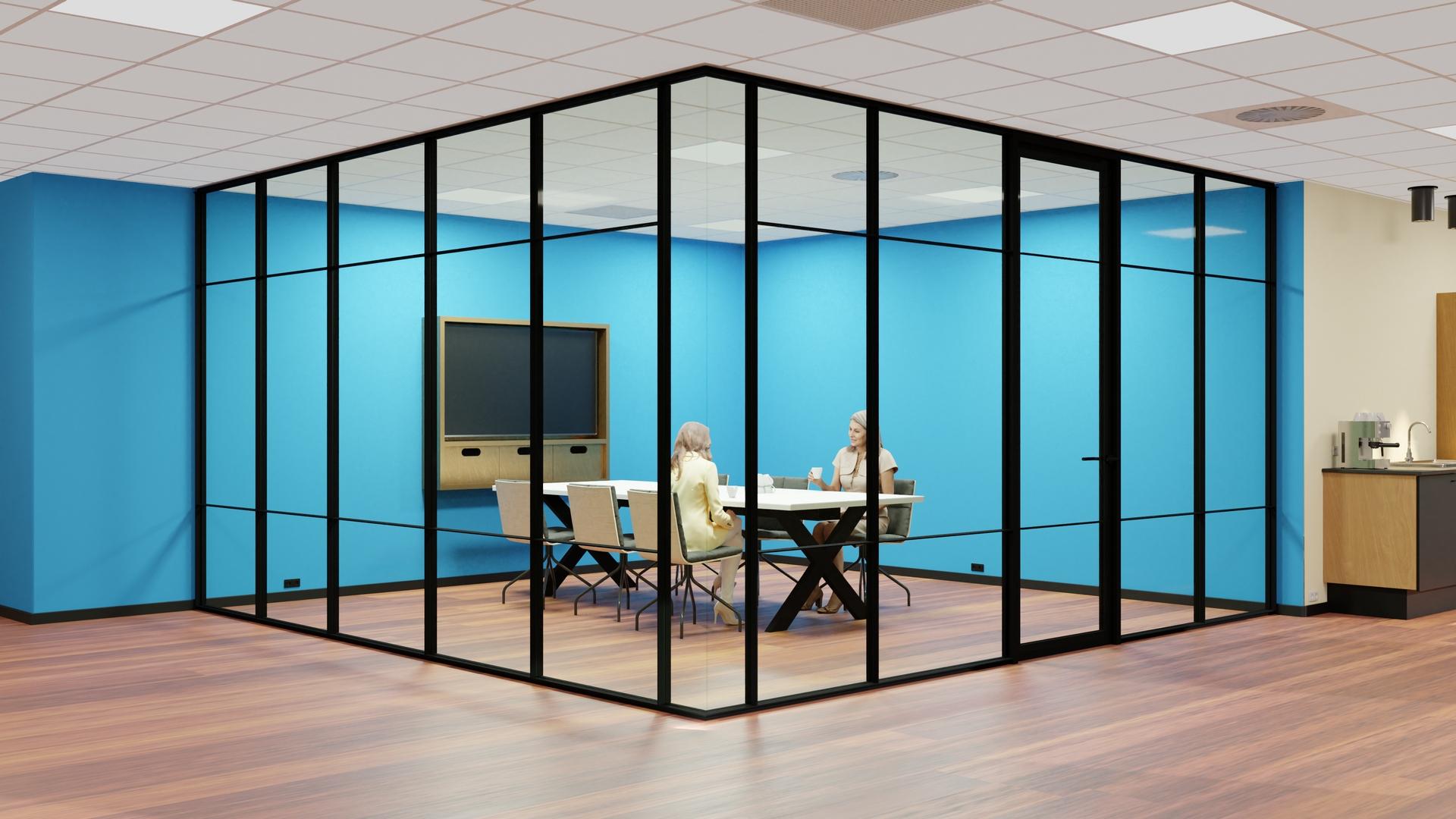 Glass partition with industrial look & feel 