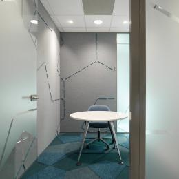 Office partition with textile added 