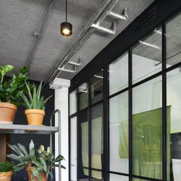 Old fashion industrial look glass office walls with double glass