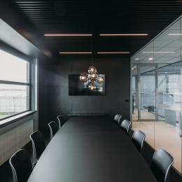 Board room with single glass partition