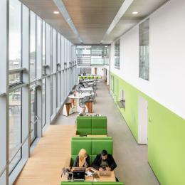 Central workspace with QbiQ Glass partition on the first floor