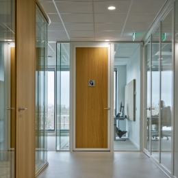 Double glazed partitions with wood panels
