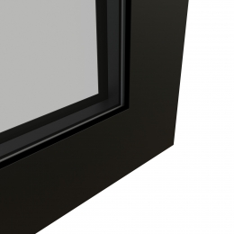 KDD43-80 Aluminum framed door with laminated glass, corner detail.