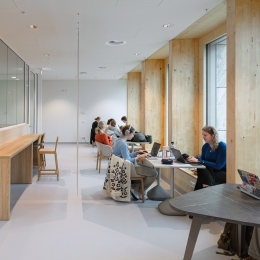 Fire resistant glass partition at Marga Klompé Building