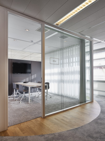 Full glass office wall with double glass