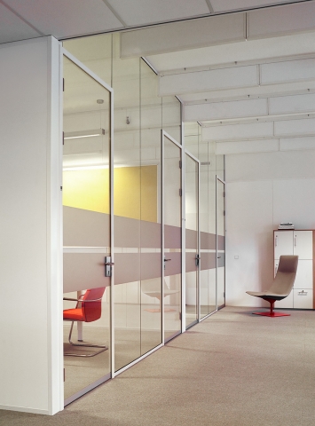 Multiple glass offices created with glass panels