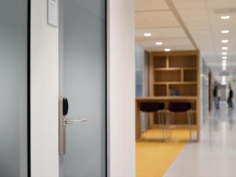 Partitions wall with steel door and electronic lock