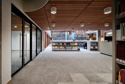 Entrance library Herta Mohr building at Leiden University.