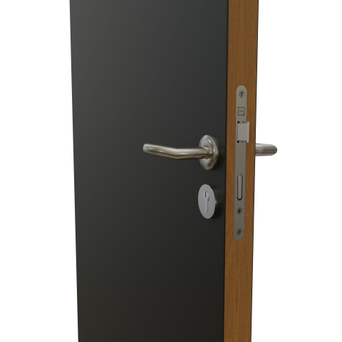 HPL door 54 mm thick, lock side.