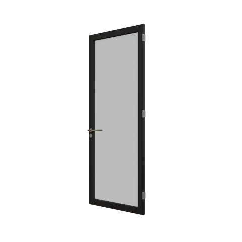 KDEC  aluminum framed  door with single glass and single seals.