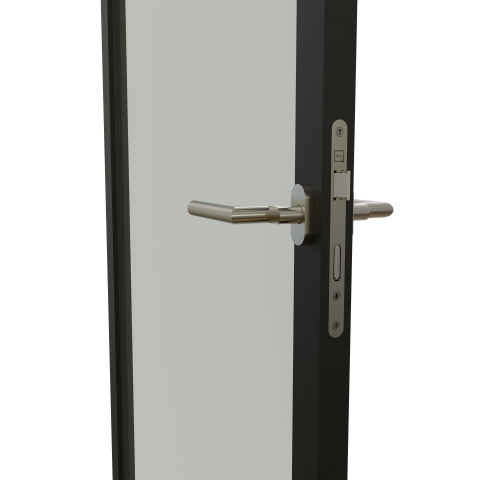 KDEC58  aluminum framed  door with single glass and single seals.