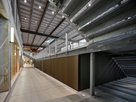 Transparent coated steel wall panels at faculty ITC University Twente Enschede