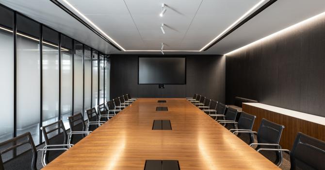 Boardroom with glass partition at Wordwide New York